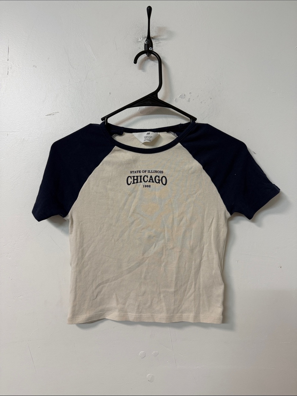 H&M Navy & Cream Chicago Raglan Tee